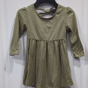 Stylish Olive Kids Dress with Polka Dots